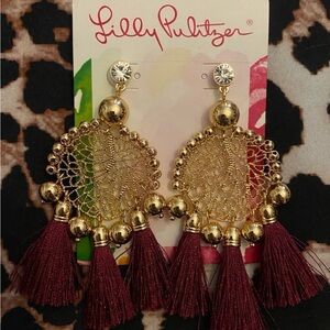 Lilly Pulitzer Sea Dreamer Tassel Statement earrings in Amarena Cherry